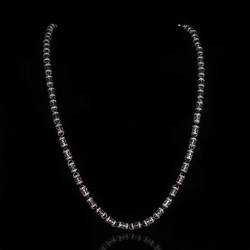 IcedTennis Chain – Silver Tennis Chain Necklace with VS diamonds in 18K white gold by DC Jewellers.