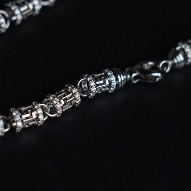 Silver Tennis Chain Necklace with an iced-out finish and VS diamonds, designed by DC Jewellers.